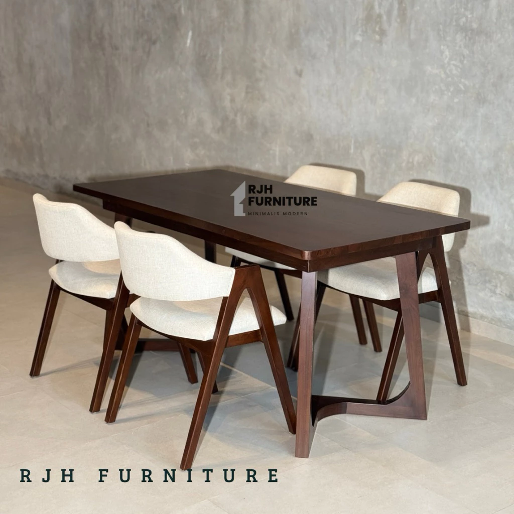 SET MEJA MAKAN MINIMALIS KAYU JATI, DINING SET KAYU JATI, DINING CHAIR, KURSI A
