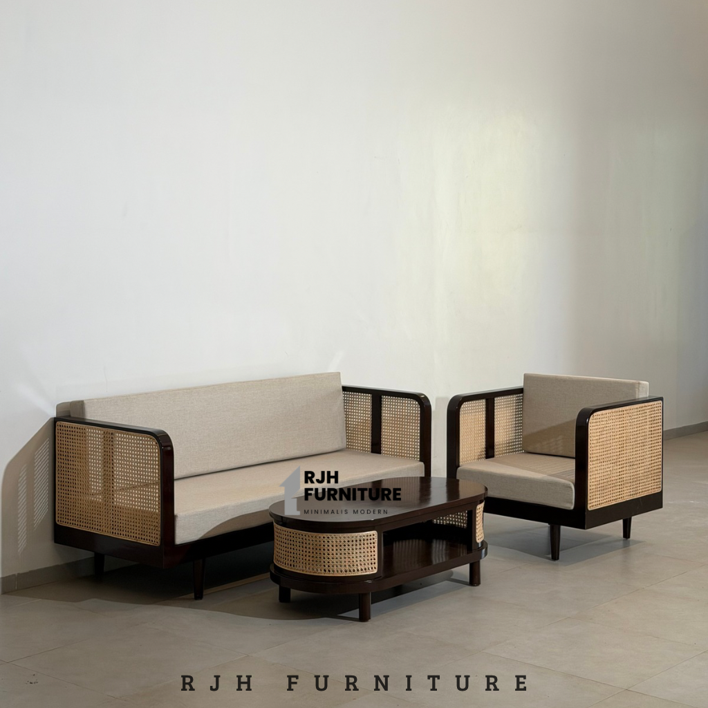 Sofa Tamu  Rattan Kayu Jati Premium – Desain Elegan dengan Sentuhan Natural