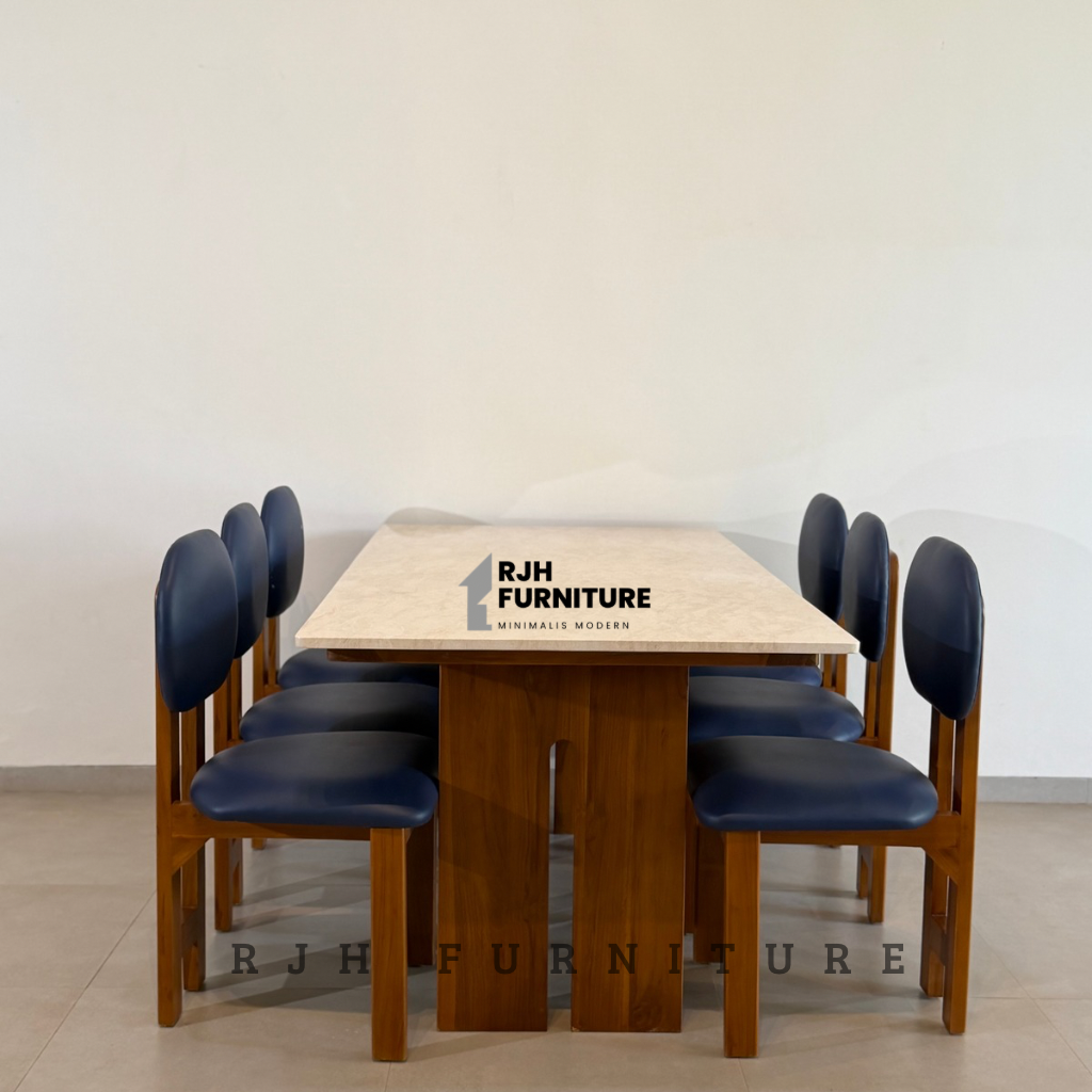 Yunita dining set Marble Dining Table K6 | Set Meja Makan 6 Kursi | Modern Elegant Luxury Home Furniture