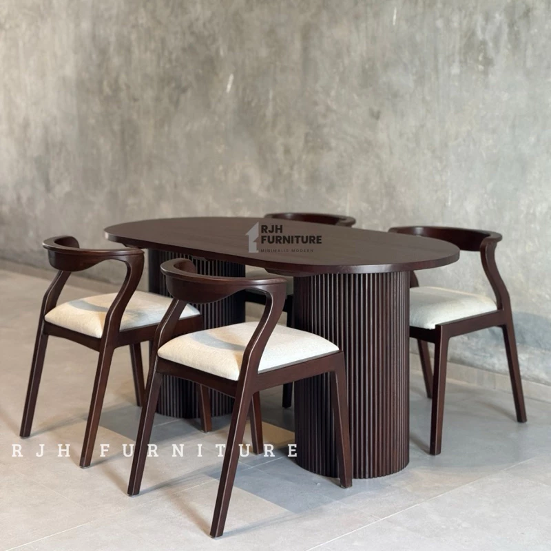 REALPICTSET MEJA MAKAN SALUR, DINING SET KAYU JATI, MEJA MAKAN K4, DINING SET DINING CHAIR, KURSI MAKAN MINIMALIS
